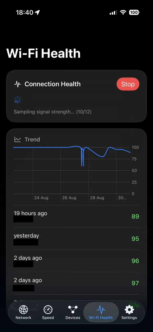 Network Pulse iOS Wi-Fi health trend