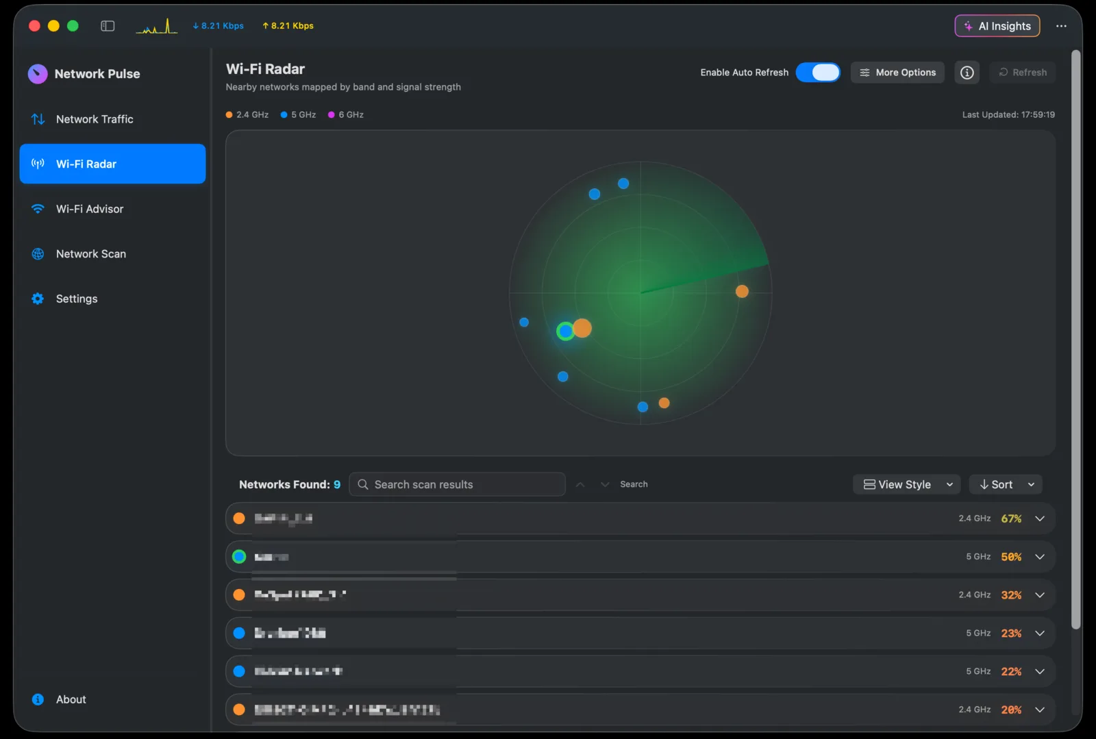 Wi-Fi Radar nearby network list